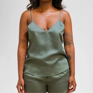 Ettitude Moss Green Satin Camisole pj cami NWT